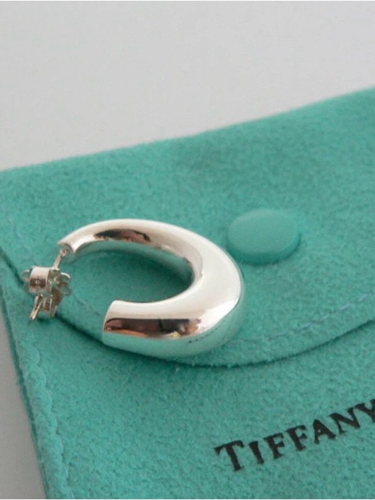 Tiffany & Co. Silver Puffy J Hoop Earring (Single- Not A Pair)